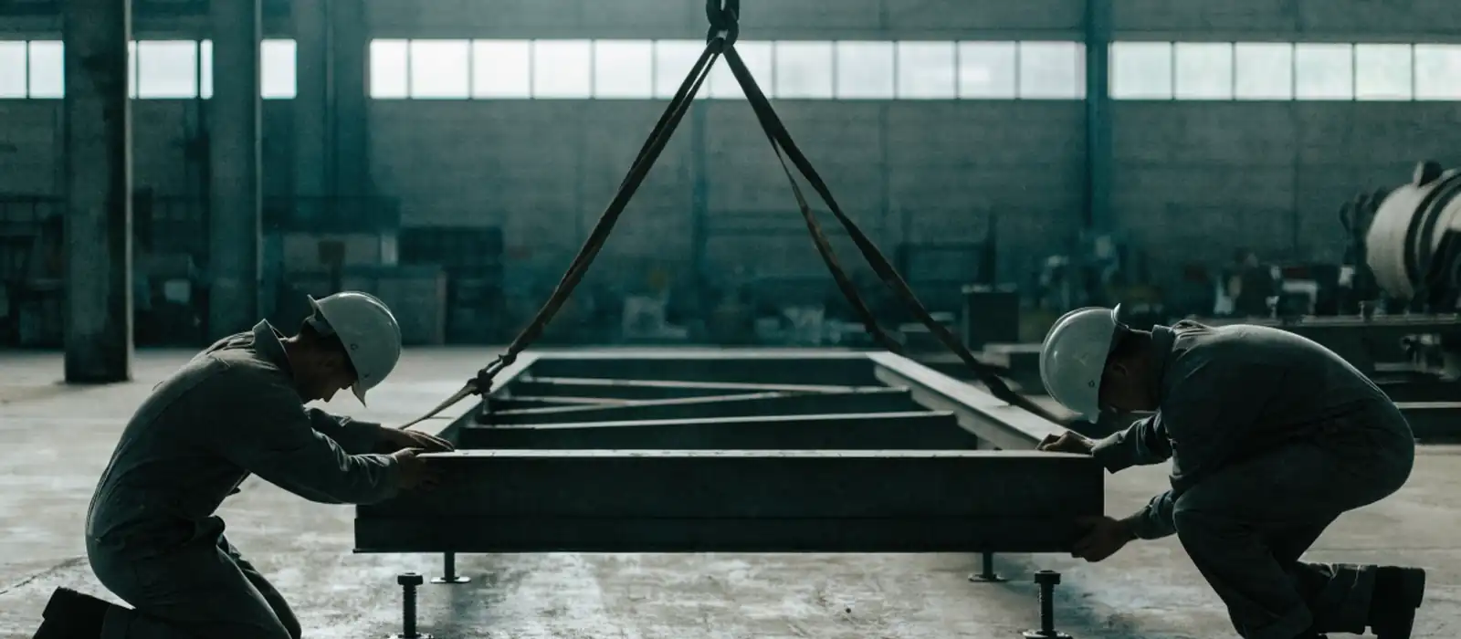 Montaža industrijskog stroja u proizvodnoj hali